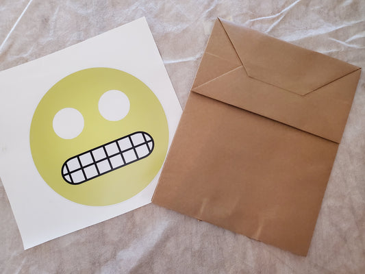 Grimacing emoji paper bag mask kit