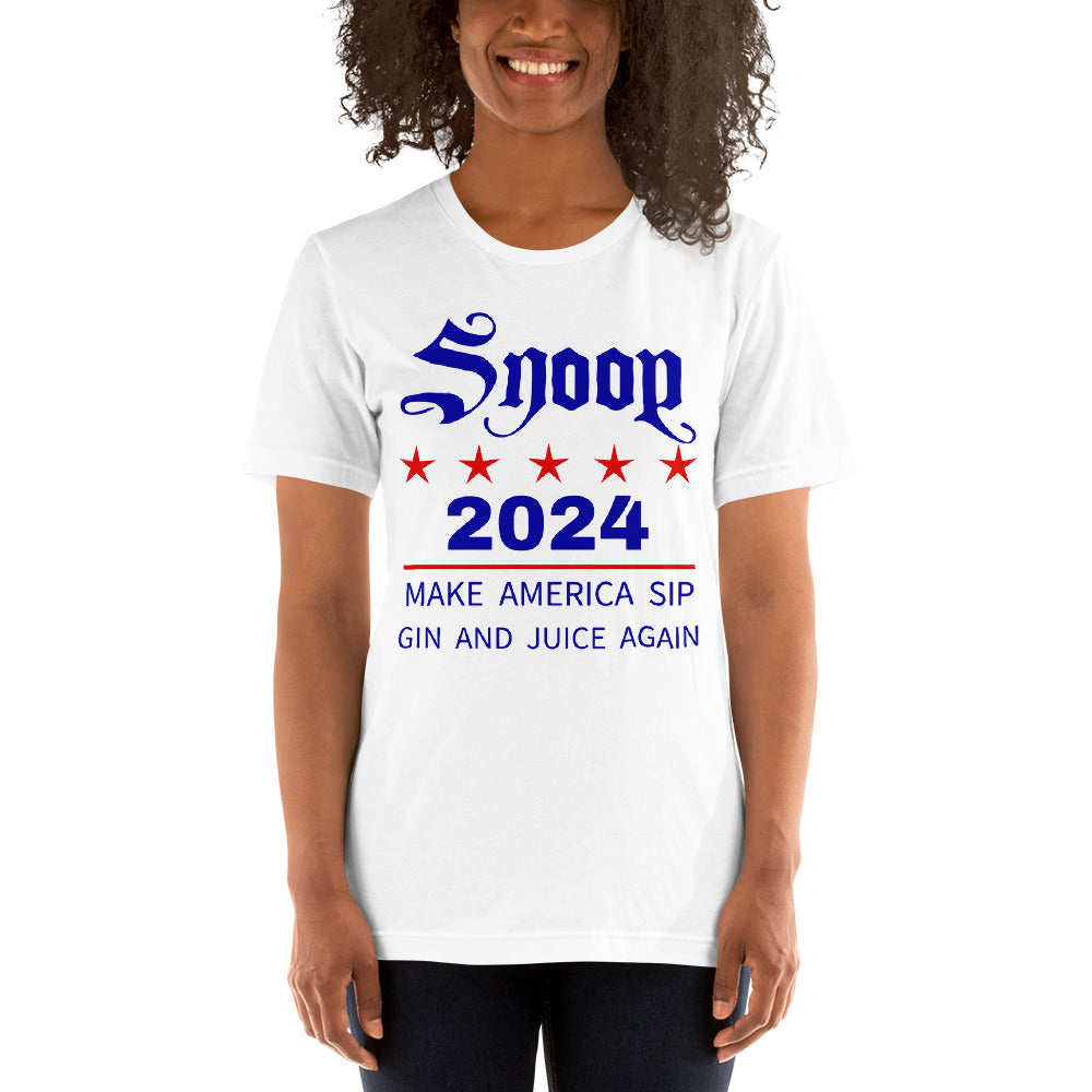 Snoop 2024, MAKE AMERICA SIP GIN AND JUICE AGAIN, Unisex t-shirt